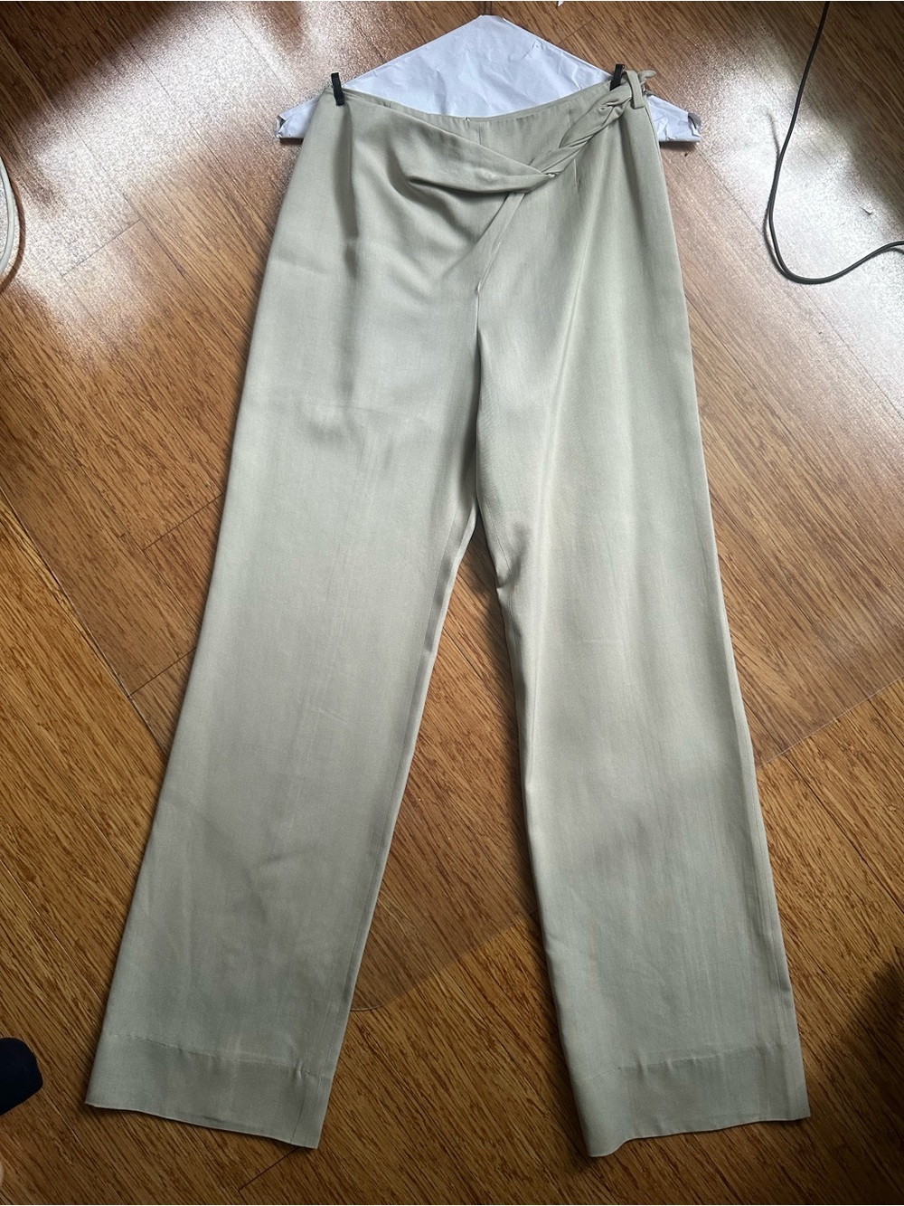 Vintage 100% Silk Giorgio Armani Twist Belt Waist Wide Leg Pants - EU36